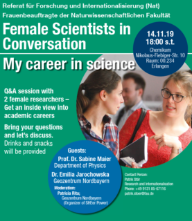 Poster zu Female Scientists, Inhalt siehe Text.