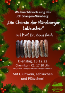 Poster der Weihnachtsvorlesung 2022 des Jungchemikerforums. Alle Infos siehe Text.