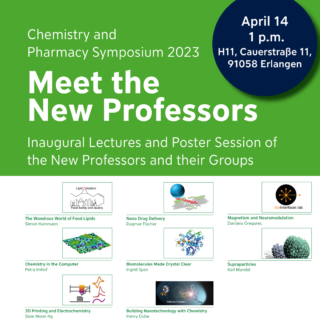 Zum Artikel "Einladung zum Chemistry and Pharmacy Symposium – Antrittsvorlesungen am 14. April 2023"