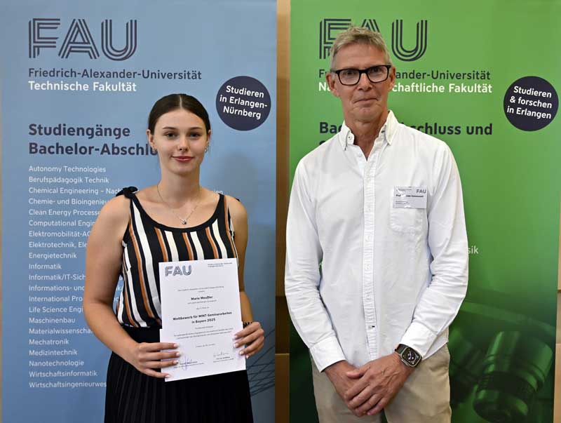 3. Platz Biologie Marie Meußler und Prof. Dr. Uwe Sonnewald (Foto: Harald Sippel / FAU)