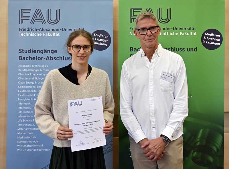 1. Platz Biologie Pauline Rieger und Prof. Dr. Uwe Sonnewald (Foto: Harald Sippel / FAU)