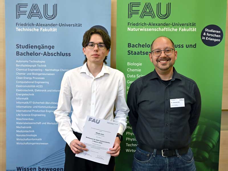 3. Platz Mathematik Mihajlo Antic und Dr. Johannes Hild (Foto: Harald Sippel / FAU)