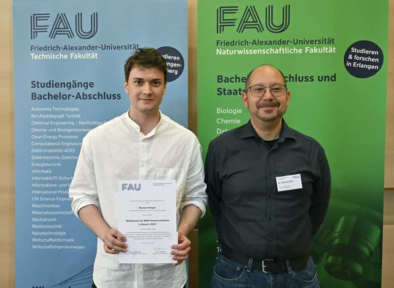 2. Platz Mathematik Nicolas Krieger und Dr. Johannes Hild (Foto: Harald Sippel / FAU)